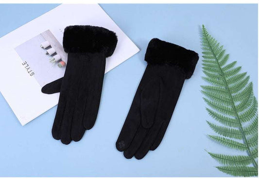Stylish Suede Gloves, Winter Touchscreen Gloves, Women's Warm Gloves - available at Sparq Mart