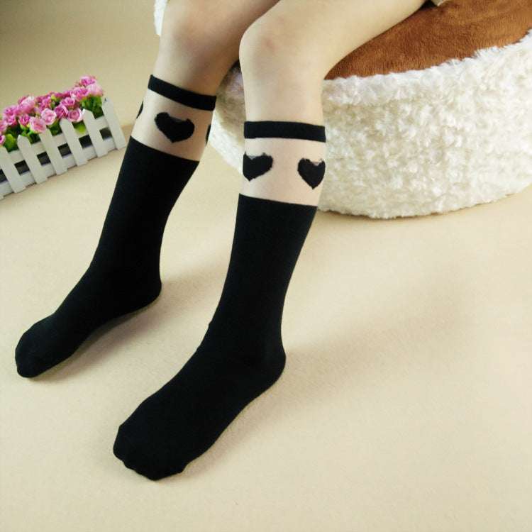Cartoon Lace Socks, Cat Head Stockings, Medium High Socks - available at Sparq Mart