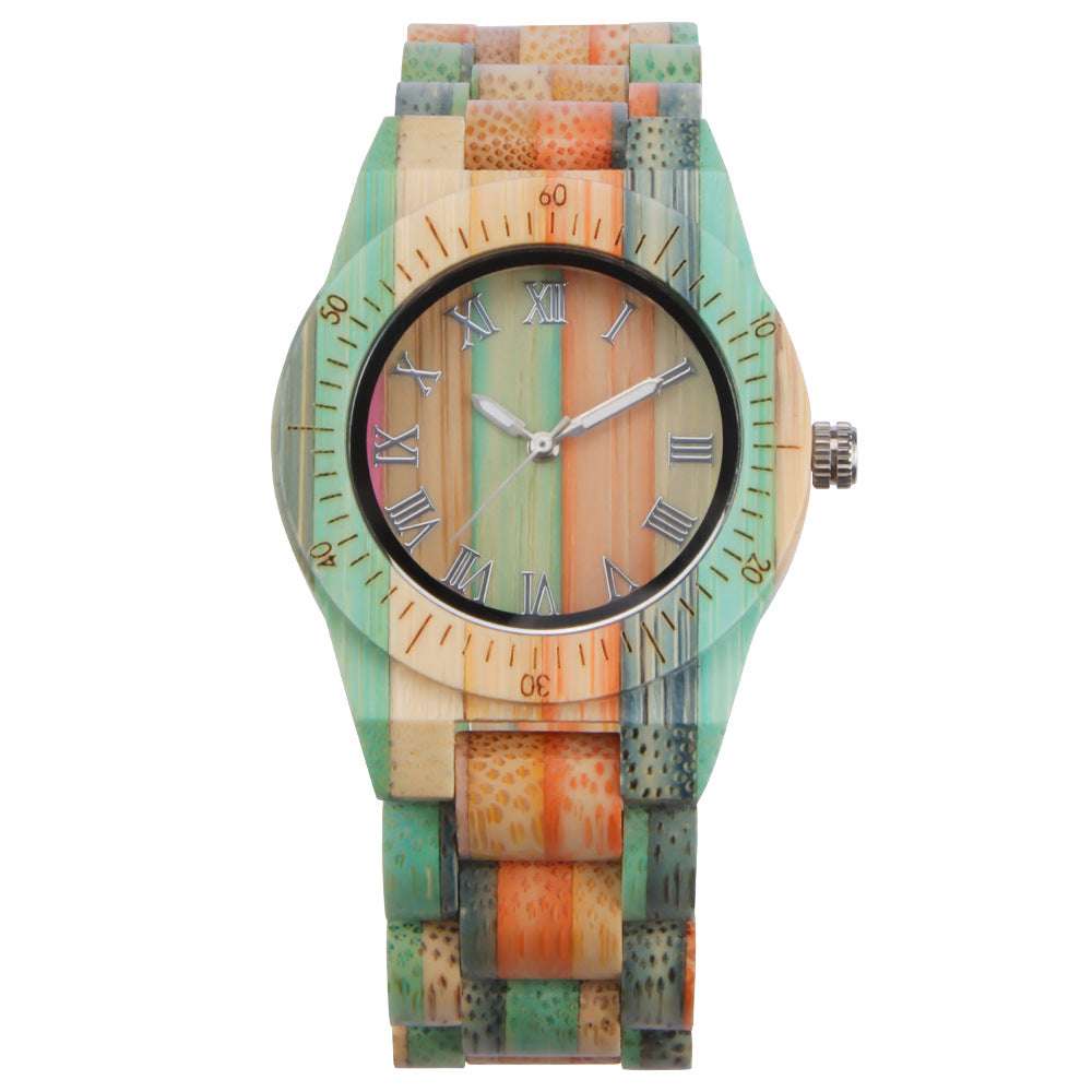 Casual Quartz Watch, Colorful Wooden Watch, Fashionable Bamboo Watch - available at Sparq Mart
