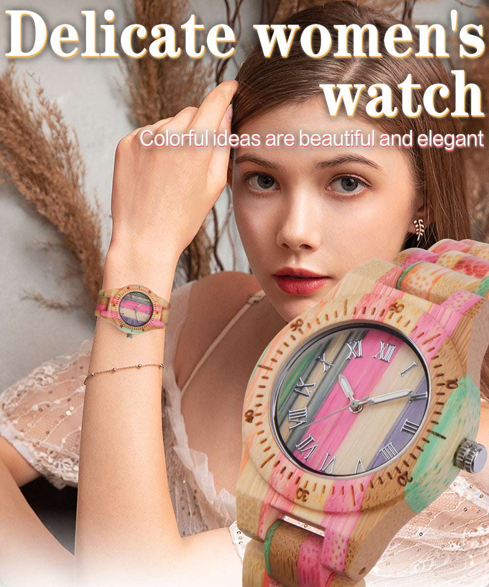 Casual Quartz Watch, Colorful Wooden Watch, Fashionable Bamboo Watch - available at Sparq Mart