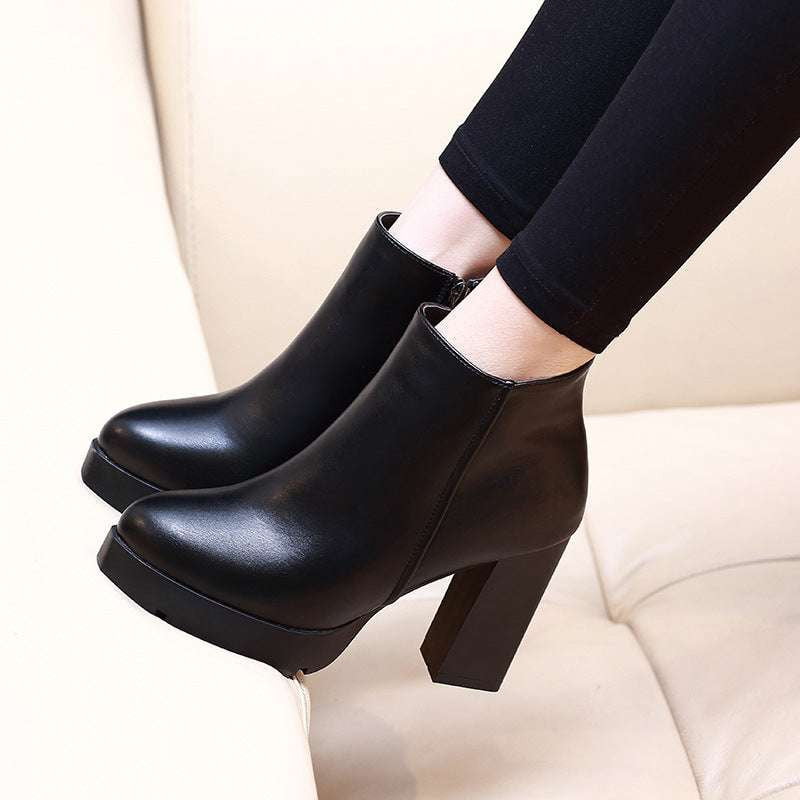 Black Velvet Ankle Boots, Comfortable Mesh Heels, Stylish High Heel Booties - available at Sparq Mart