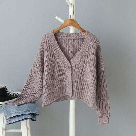 Autumn Coat Women, Baggy Short Sweater, Soft Thick Cardigan - available at Sparq Mart