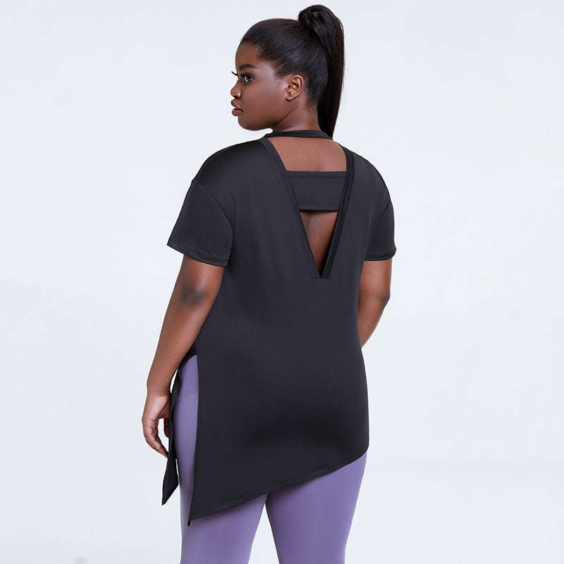 Breathable Activewear Shirt, Split-Back Yoga Shirt, Women's Workout Tops - available at Sparq Mart