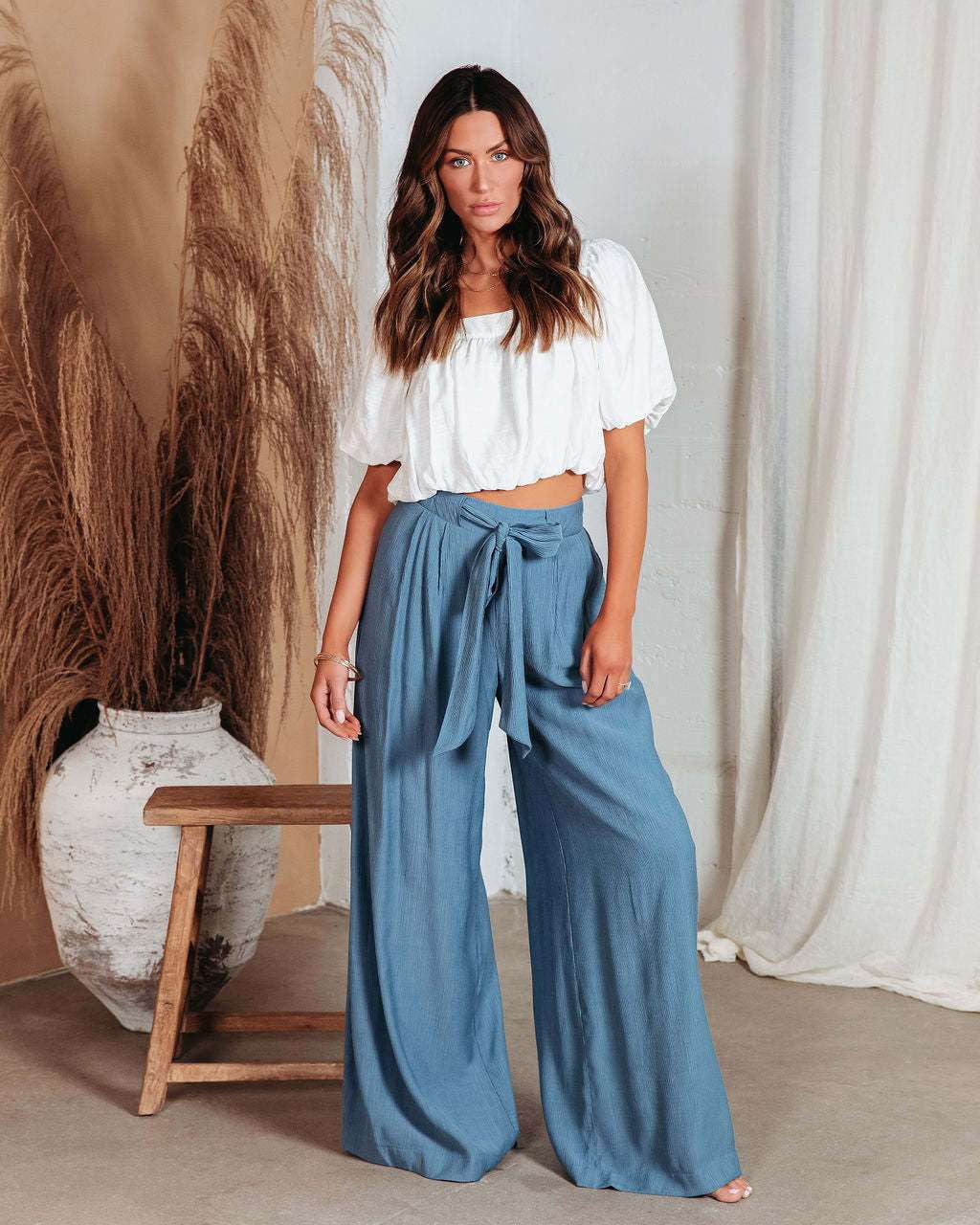 Comfortable Polyester Trousers, Elegant High-Waist Pants, Women's Wide-Leg Slacks - available at Sparq Mart