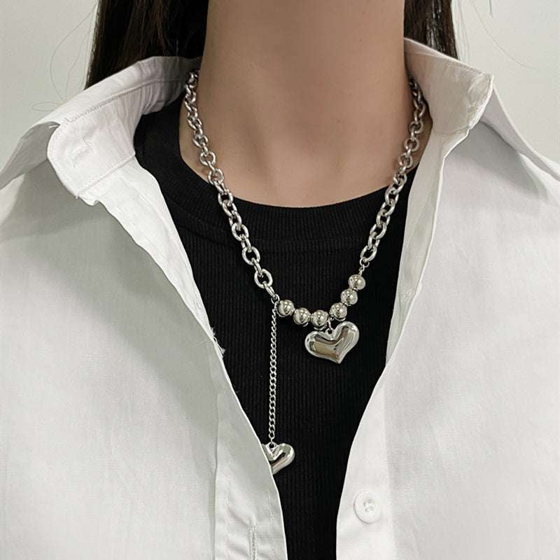 Peach Heart Pendant, Steel Necklace Women, Titanium Love Necklace - available at Sparq Mart