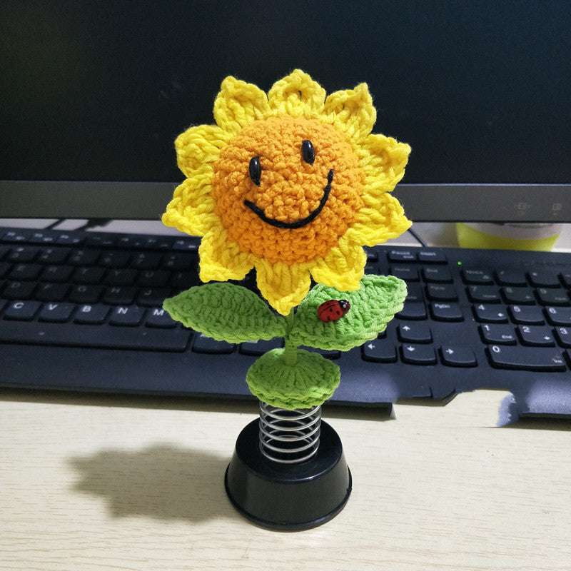 Desktop Decor, Handcrafted Sunflower Plant, Woolen Woven Potted Plant - available at Sparq Mart