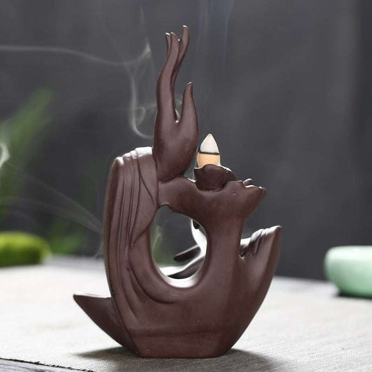 Ceramic Buddha Hand, Jade Buddhist Decor, Zen Heart Ornament - available at Sparq Mart