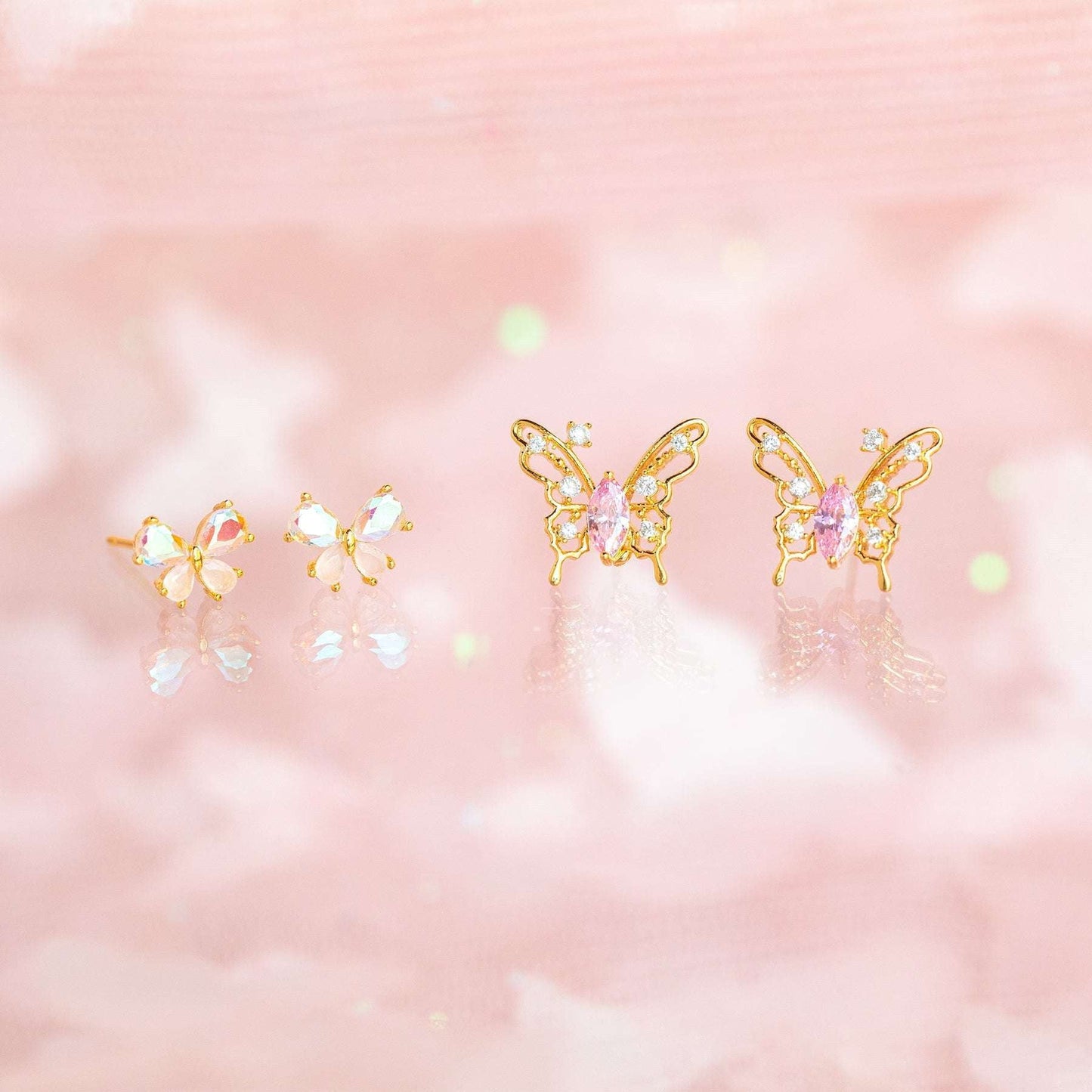 Elegant Women's Jewelry, Sterling Silver Butterfly, Zircon Stud Earrings - available at Sparq Mart