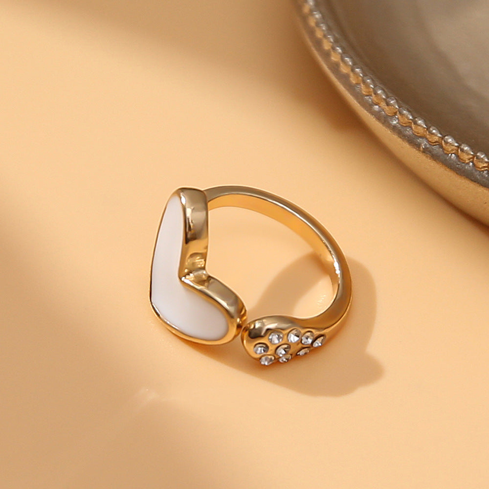 Adjustable Heart Ring, Gold-Plated Jewelry, Korean Style Ring - available at Sparq Mart