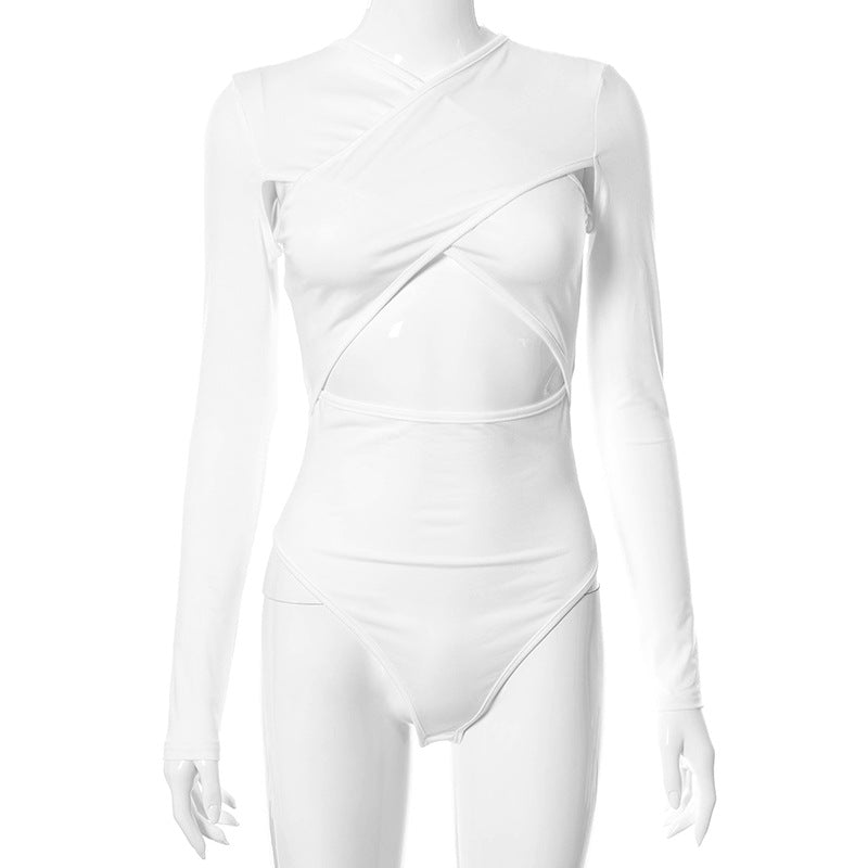 Fashion Bodysuit Style, Slim-fit Bodysuit, Solid Color Bodysuit - available at Sparq Mart