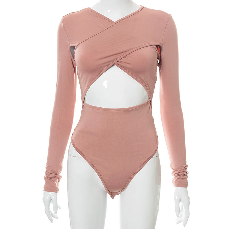 Fashion Bodysuit Style, Slim-fit Bodysuit, Solid Color Bodysuit - available at Sparq Mart