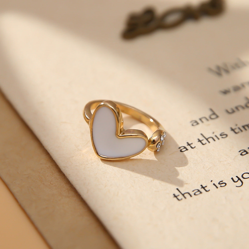 Adjustable Heart Ring, Gold-Plated Jewelry, Korean Style Ring - available at Sparq Mart